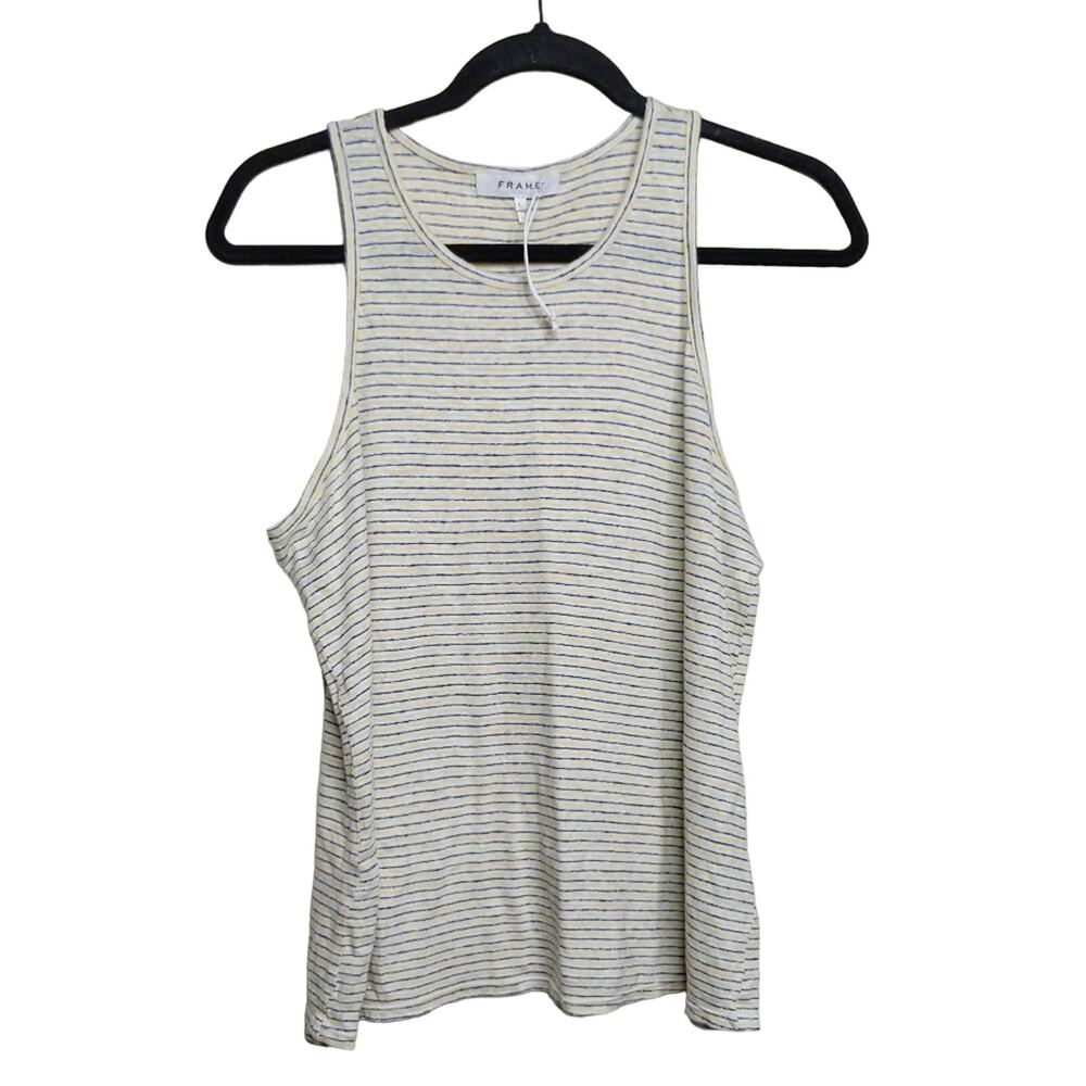 Frame Striped Linen Ringer Tank Top - Sz L - NWOT